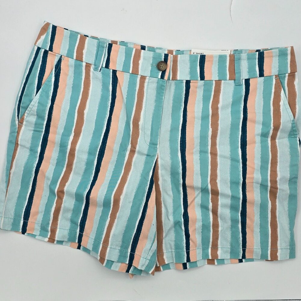 Loft Outlet  Women's multi colored Stripped Print Mid rise 6" Shorts Sz 14. This